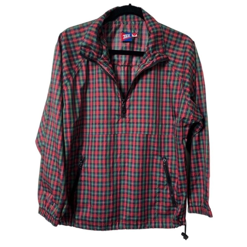Vintage Red and Green Plaid Windbreaker
